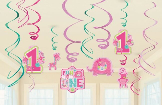 SWIRL DECORATIONS ONE WILD GIRL  - 12PCS