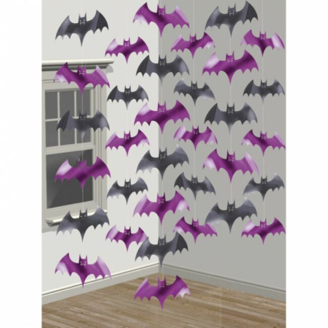 HALLOWEEN STRING DECORATIONS BATS FOIL 213CM 6PCS