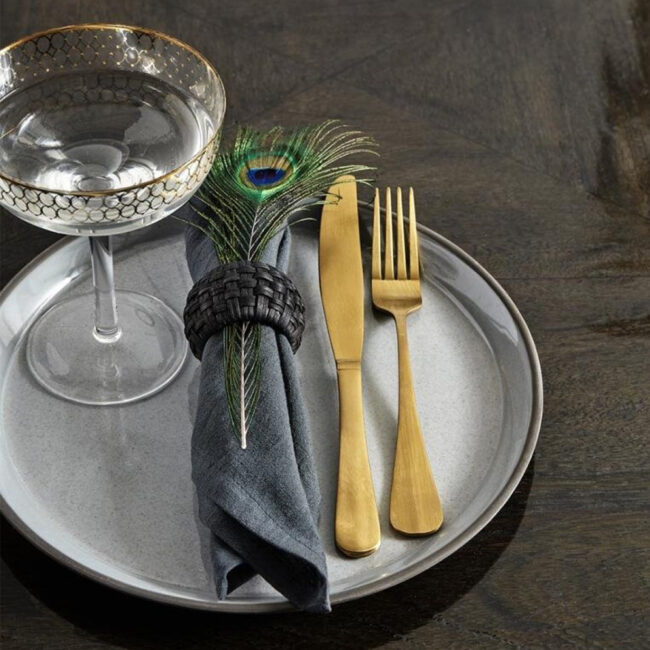 NAPKIN RING WEAVED CANE BLACK - Image 3