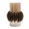 GLASS & METAL CANDLE HOLDER AND VASE CYLINDER SMALL SHINY PEACH 0.53KG 15X15CM