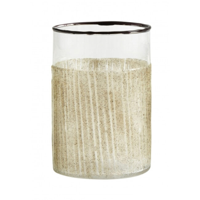 TEA42473176 LIGHT HOLDER SAND WITH LACQUER RED EDGE