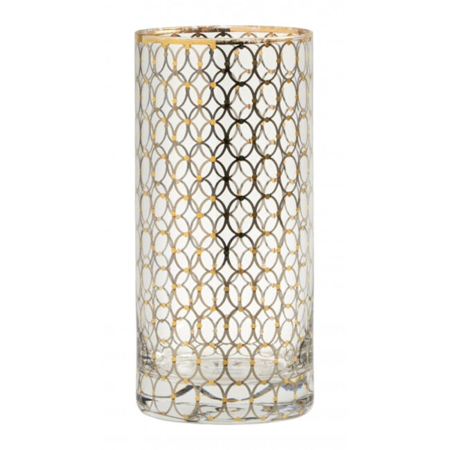 CIRCLE  TALL GLASS WITH GOLD PATTERN