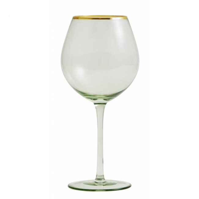 GREENA WINE GLASS WITH GOLD RIM