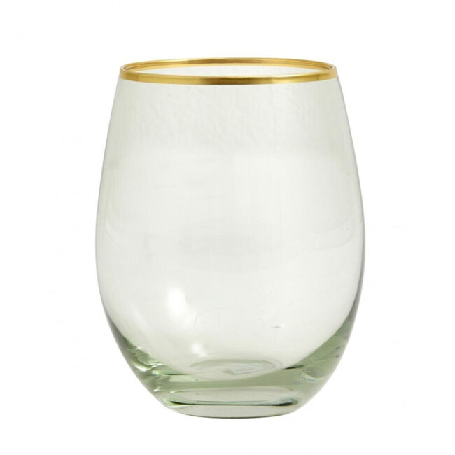 GREENA DRINKING GLASS WITH GOLD RIM