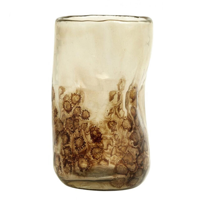 VASE TRANSPARENT BROWN DOTS