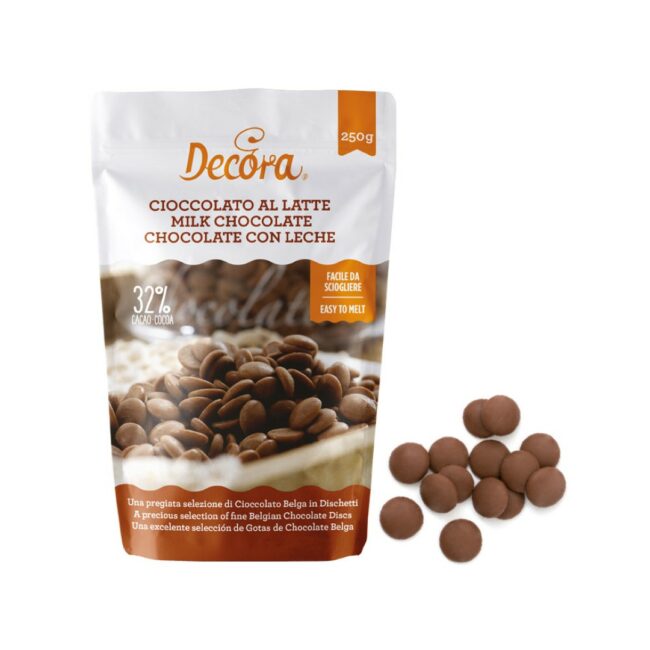 FINE MILK CHOCOLATE IN DISCS  250GR