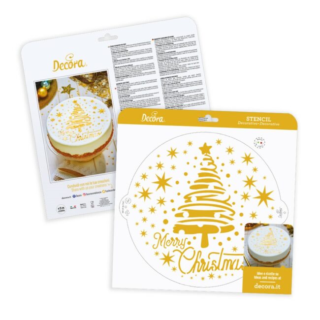STENCIL MERRY XMAS TREE & STARS D25CM - Image 4