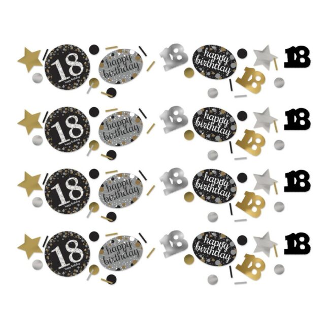 CONFETTI FOIL & PAPER 18TH HAPPY BIRTHDAY SILVER & GOLD 34G