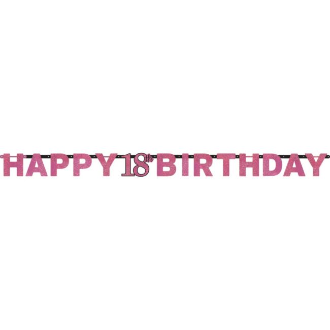 LETTER BANNER 18 SPARKLING CELEBRATION PINK FOIL 213X16.2CM