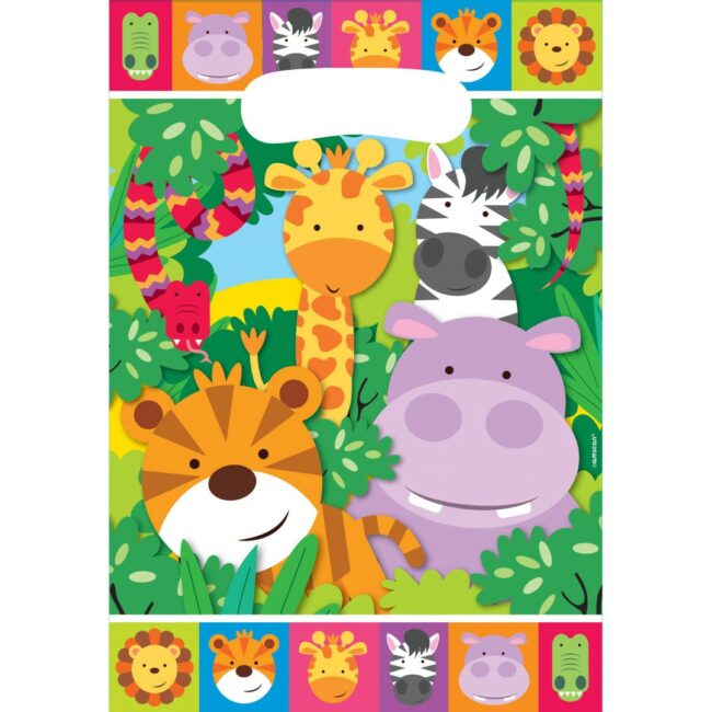 LOOTBAGS JUNGLE ANIMALS PLASTIC 23.2X16.3CM - 8PCS