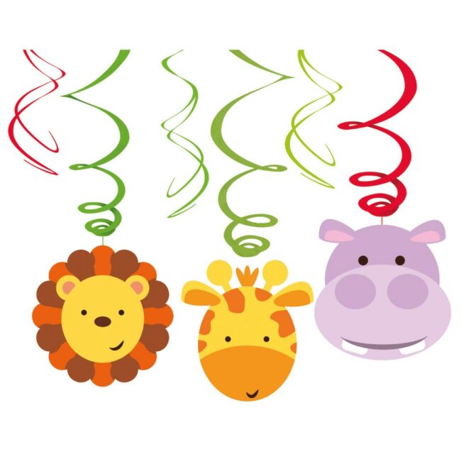 SWIRL DECORATIONS JUNGLE ANIMALS FOIL/PAPER 45CM/60CM - 6PCS