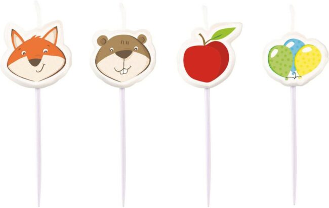 MINI CHARACTER CANDLE FOX & BEAVER 7CM - 4PCS