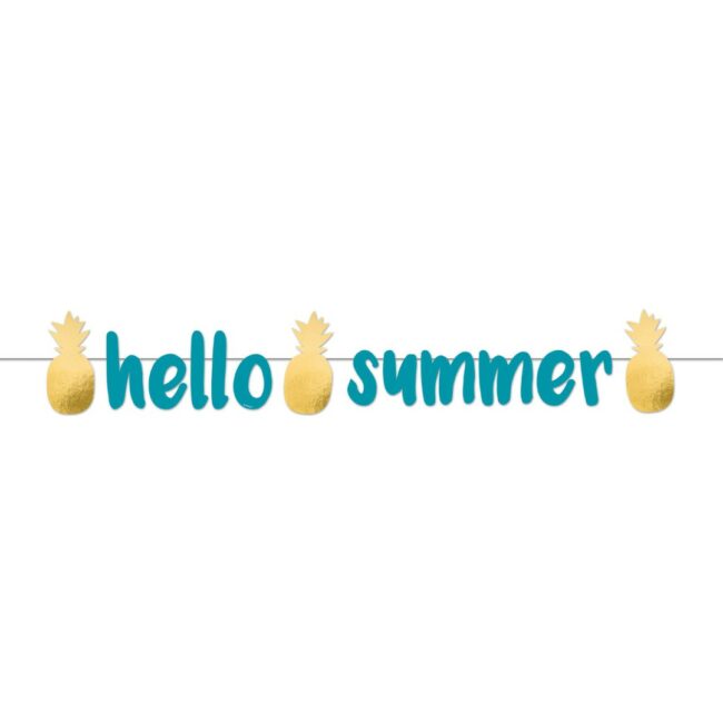 HELLO SUMMER BANNER PINEAPPLE VIBES PAPER 125X18CM
