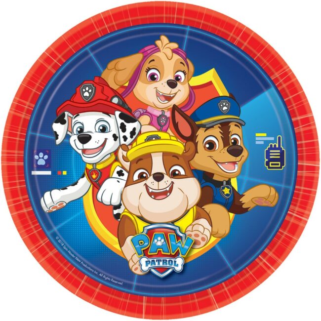 PLATES PAW PATROL PAPER ROUND 23CM 8PCS