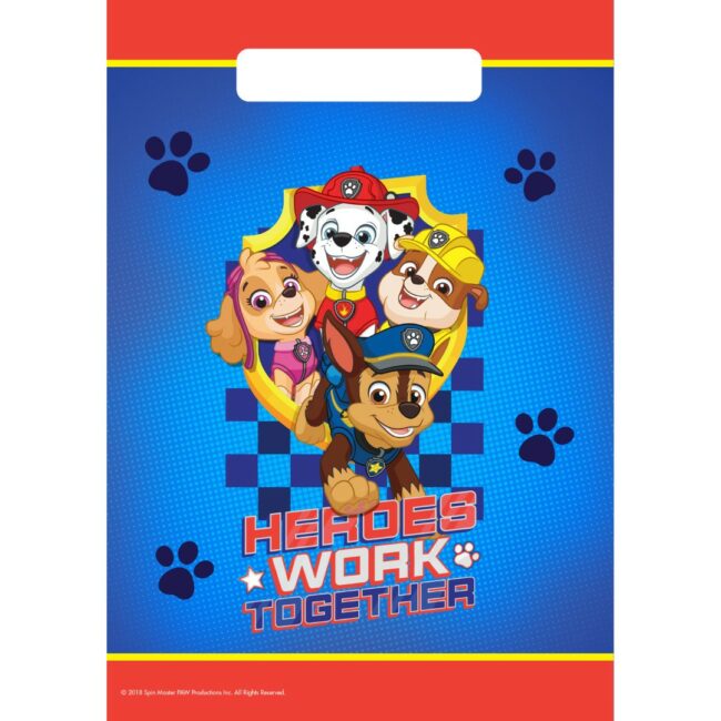 PARTY BAGS PAW PATROL PLASTIC 23.4X16.2CM - 8PCS
