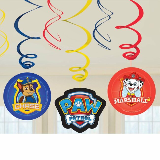 SWIRL DECORATIONS PAW PATROL FOIL / PAPER 61CM - 6PCS