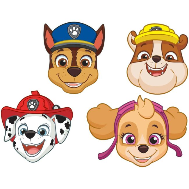MASKS PAW PATROL PAPER 25.3X25.2CM - 8PCS
