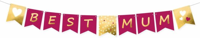 PENNANT BANNER BEST MUM PAPER 180X15CM