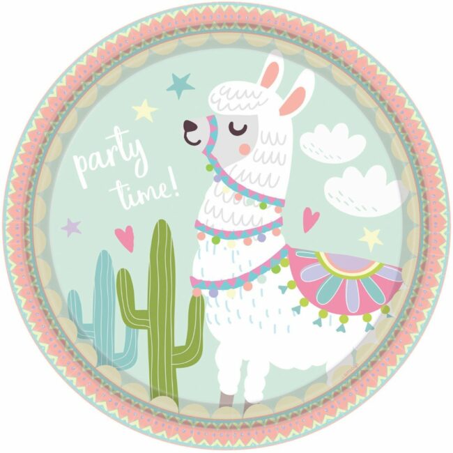 PLATES LAMA PAPER ROUND 22.8CM - 8PCS