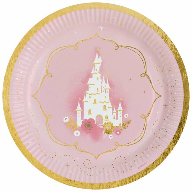 PLATES PRINCESS FOR A DAY PAPER ROUND 22.8CM 8PCS