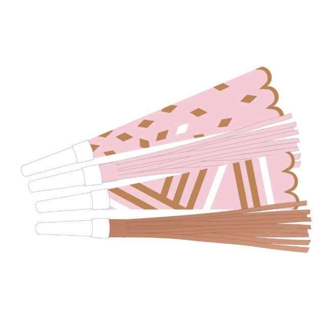 HORNS ROSE GOLD BIRTHDAY PAPER/PLASTIC L:22,5CM - 8PCS