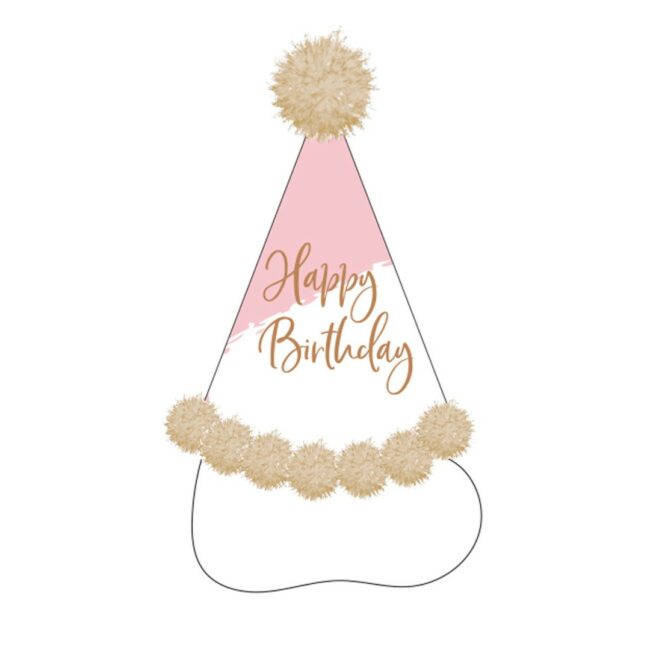 PARTY HAT ROSE GOLD BIRTHDAY H:20CM