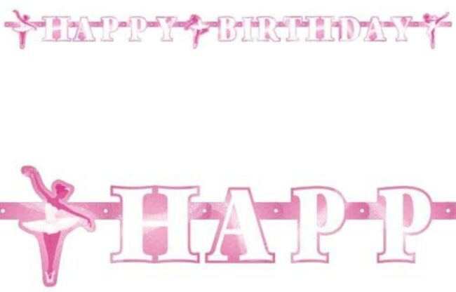BANNER HAPPY BIRTHDAY BALLET 180X15CM - Image 2