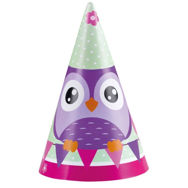 PARTY HATS OWL - 8PCS