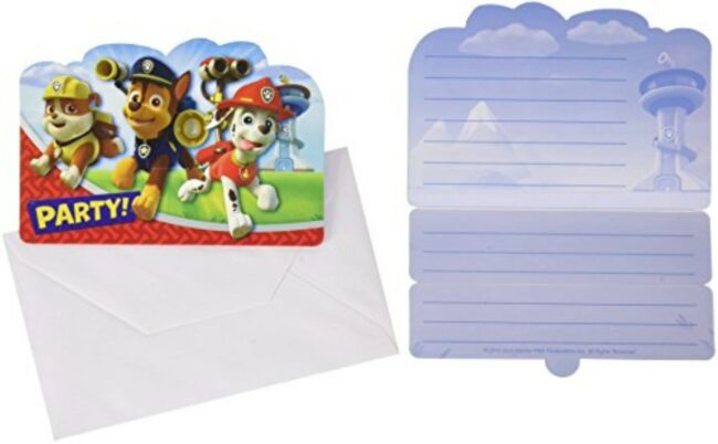 INVITATIONS  &  ENVELOPES PAW PATROL 14X8CM - 8PCS