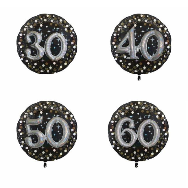 FOIL BALLOON MULTI SPARKLING BIRTHDAY NUMBER  81X81CM