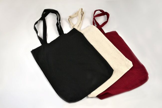 POLYCOTTON BAG WITH LONG HANDLE 37X42X5CM/2.5X70CM IVORY