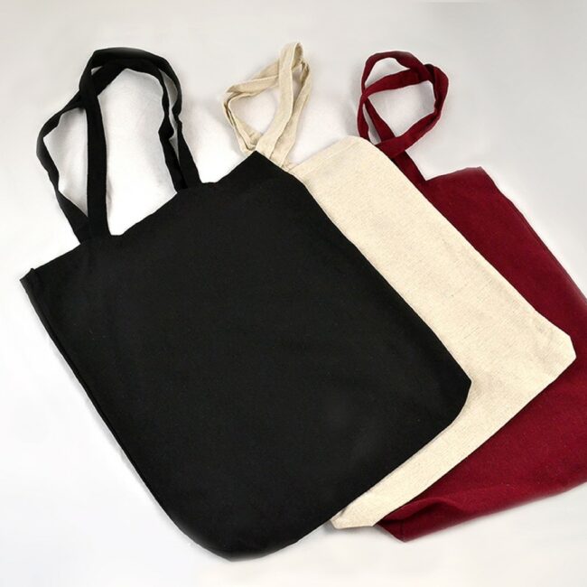 POLYCOTTON BAG WITH LONG HANDLE 37X42X5CM/2.5X70CM IVORY