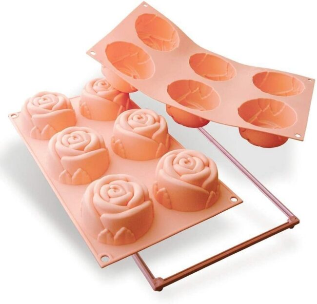 SF077 CLASSIC SILICONE MOULD 6 BIG ROSES 76X40MM