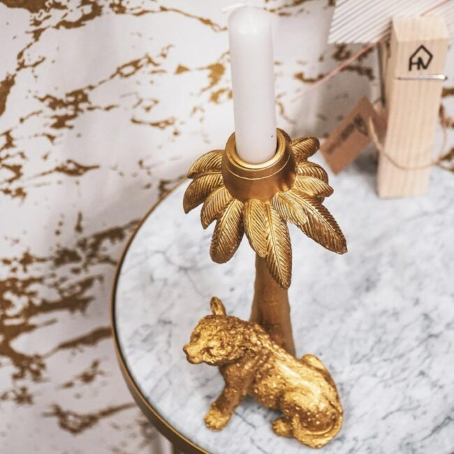 CANDLE HOLDER TIGER PALM GOLD 11X10X21.5CM - Image 3