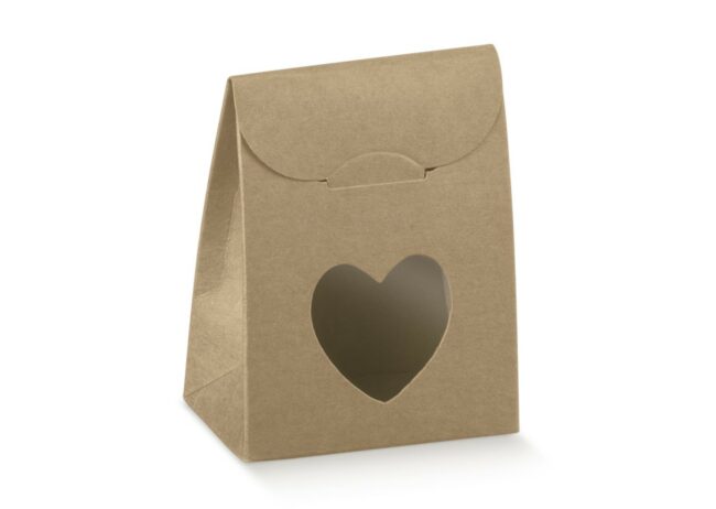 SACCHETTO CON FINESTRA CUORE AVANA 60X35X80MM