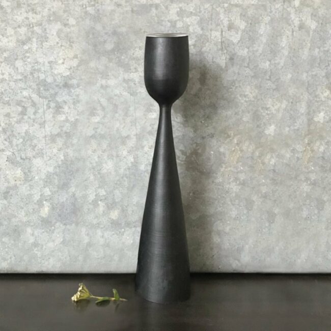 BLACK WOOD TEA LIGHT HOLDER LARGE 30X4.5X6.5CM - Image 2