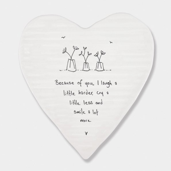 HEART COASTER-BECAUSE OF YOU 10X11X0.5CM