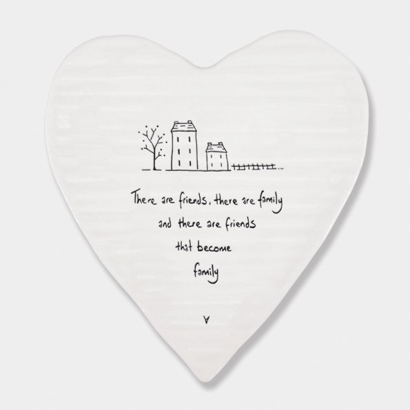 HEART COASTER-FRIENDS BECOME FAMILY 10X11X0.5CM