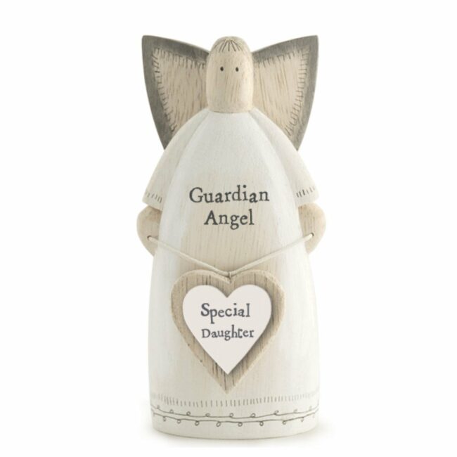 WHITE WASHED GUARDIAN ANGEL DAUGHTER 6X3X14CM