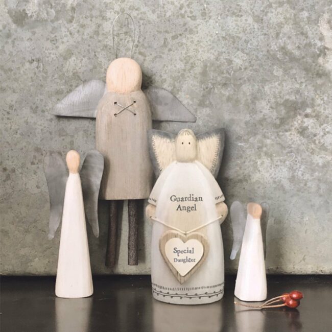 WHITE WASHED GUARDIAN ANGEL DAUGHTER 6X3X14CM - Image 3