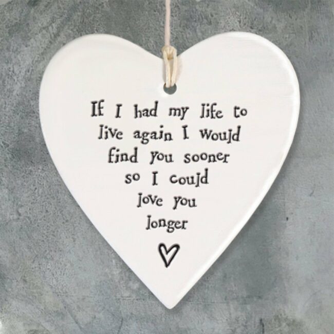 PORCELAIN ROUND HEART - IF I HAD MY LIFE AGAIN 8.5X9.5X0.5CM