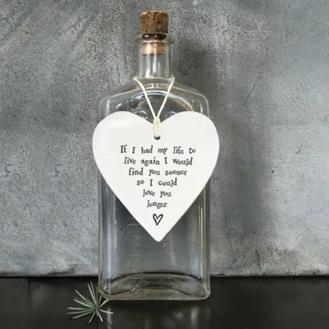 PORCELAIN ROUND HEART - IF I HAD MY LIFE AGAIN 8.5X9.5X0.5CM - Image 2