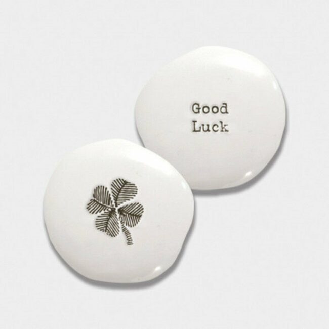 PORCELAIN PEBBLE - SHAMROCK/GOOD LUCK 3.2X2.8X1.5CM