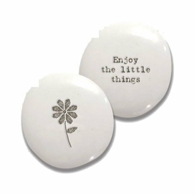PORCELAIN PEBBLE - FLOWER/ENJOY LITTLE THINGS 3.9X4X1.8CM