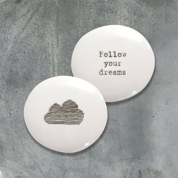 PORCELAIN PEBBLE CLOUD ''FOLLOW YOUR DREAMS'' 4.2X3.9X1.6CM