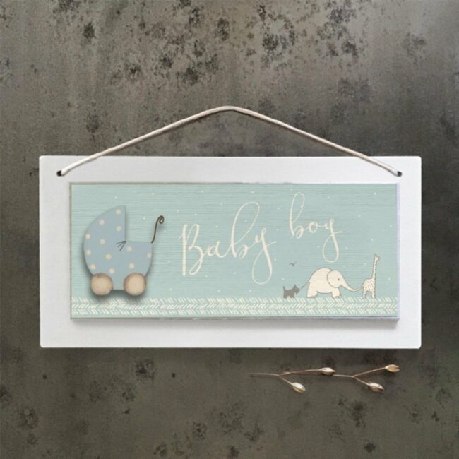 LONG CREAM SIGN BABY BOY 20X10X1CM - Image 3