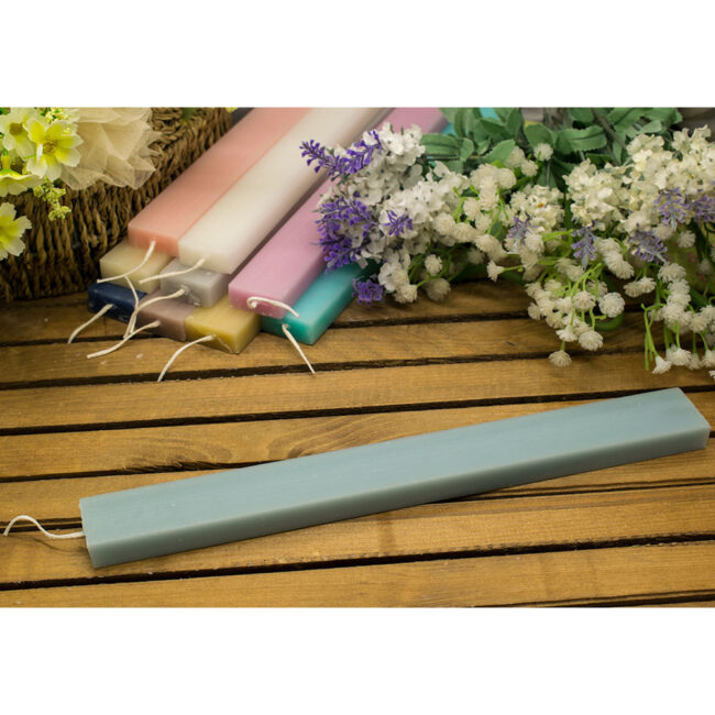 FLAT RECTANGULAR CANDLE GREY-BLUE COLOR/GERANIUM SCENT 3.2X1.5X30CM