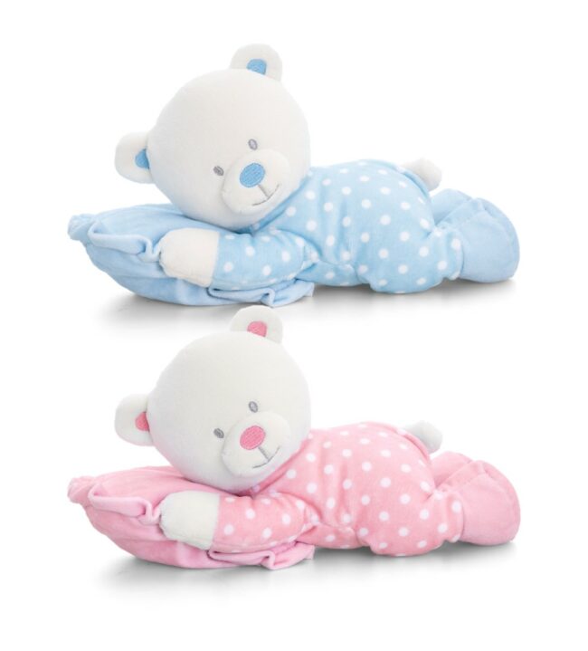 BABY BEAR ON PILLOW ASSORTED 25CM
