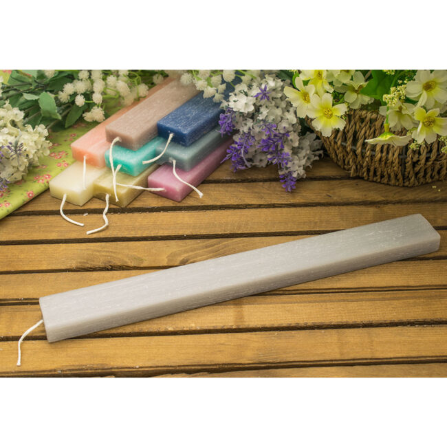 FLAT SCRATCHED RECTANGULAR CANDLE GREY SHINGLE COLOR/JASMINE SCENT 3.2X1.5X30CM