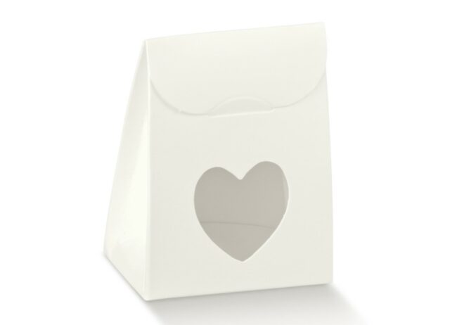 SACCHETTO CON FINESTRA CUORE WHITE 60X35X80MM